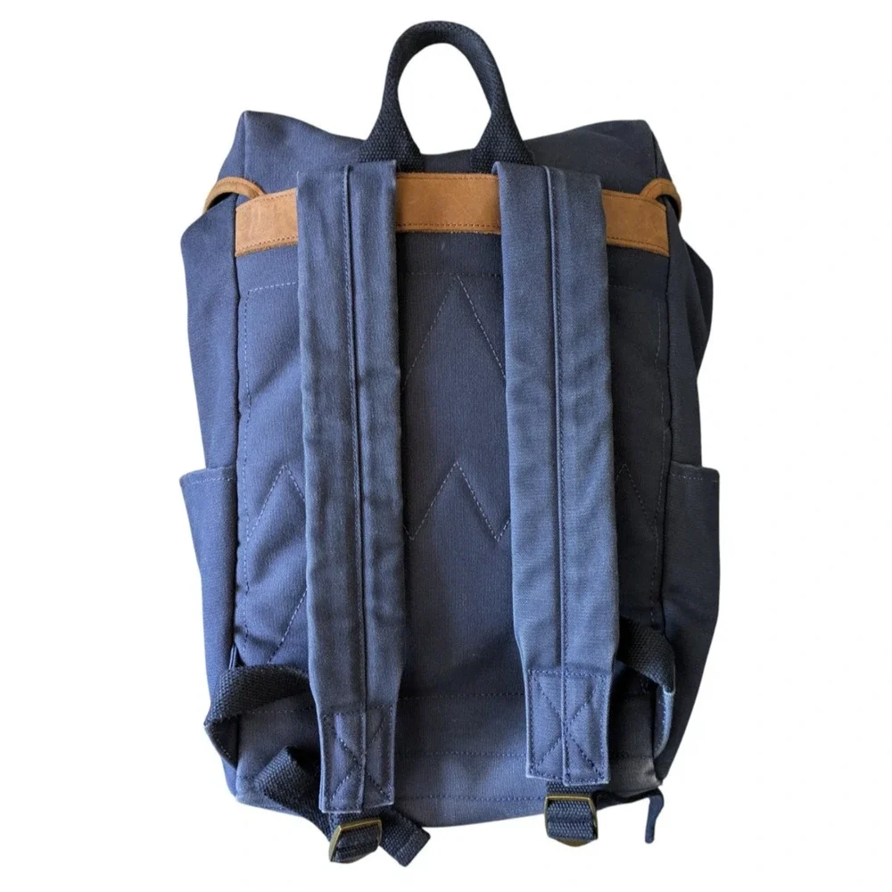Stubble & Co Navy Blue Canvas Backpack Daypack Hiking Travel Laptop Sleeve
